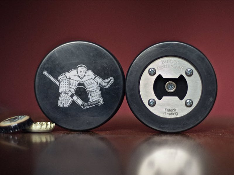 Buffalo Sabres Bottle Opener Made From a Real Hockey Puck 