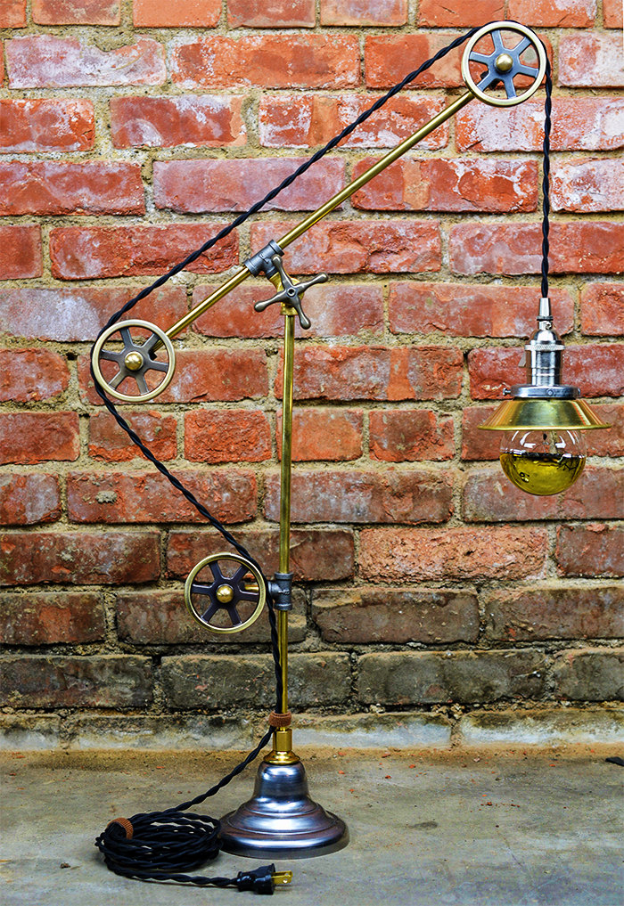 steampunk pulley lamp